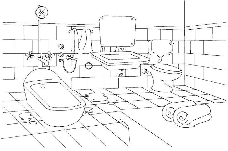 Раскраска ванная комната
