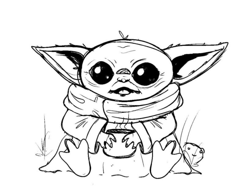 Малыш йода раскраска