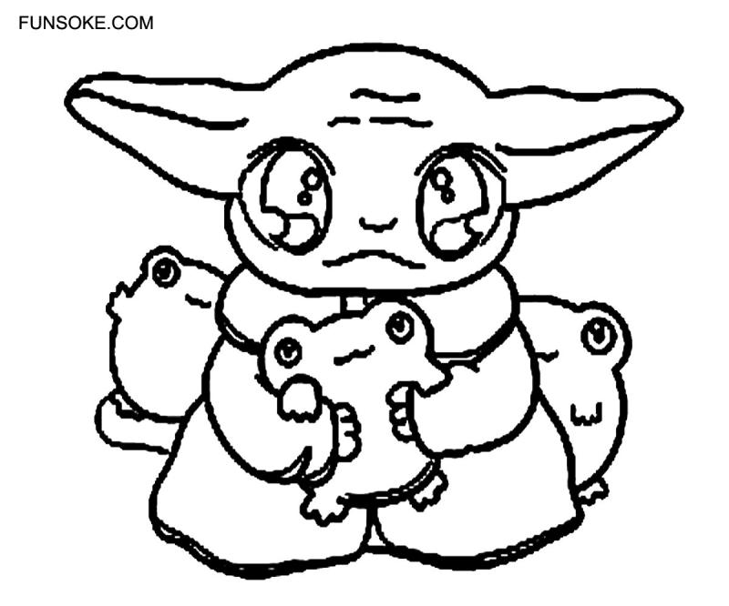 Rock Baby Yoda Coloring