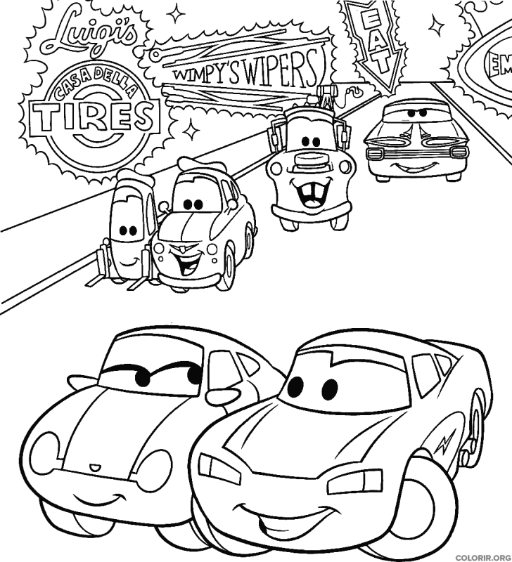 Раскраска Тачки Салли