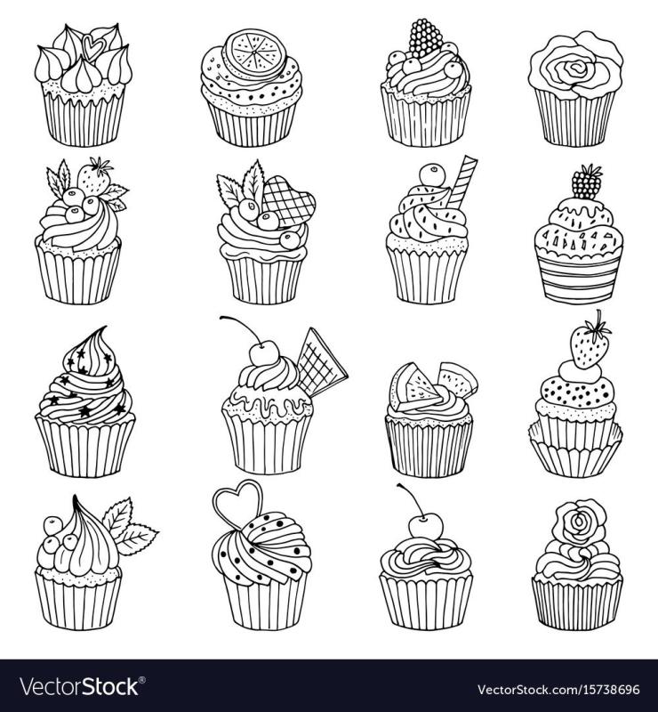 Раскраски маленькие кексики