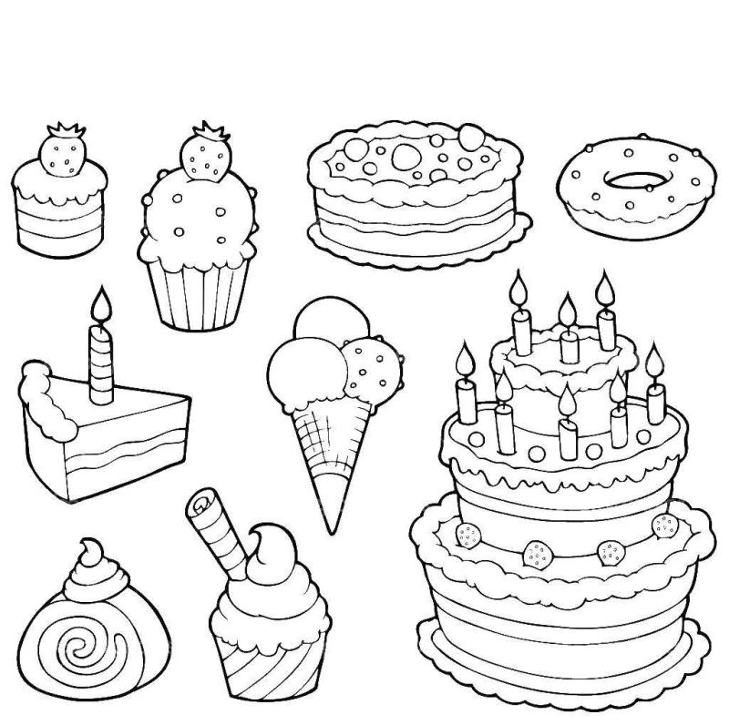 Раскраски маленькие тортики