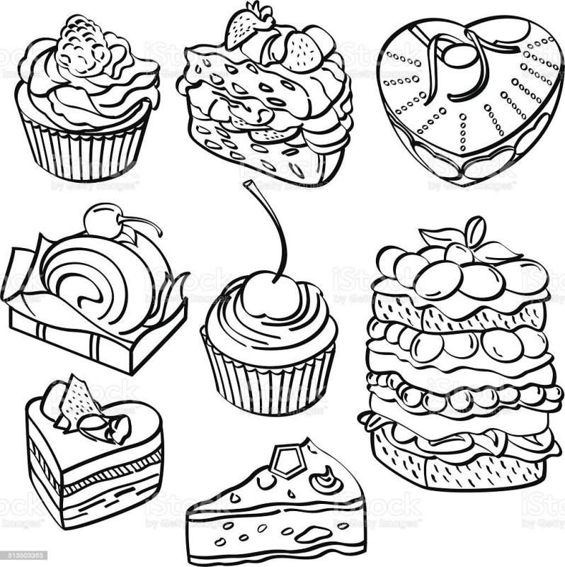 Сладости выпечка раскраски