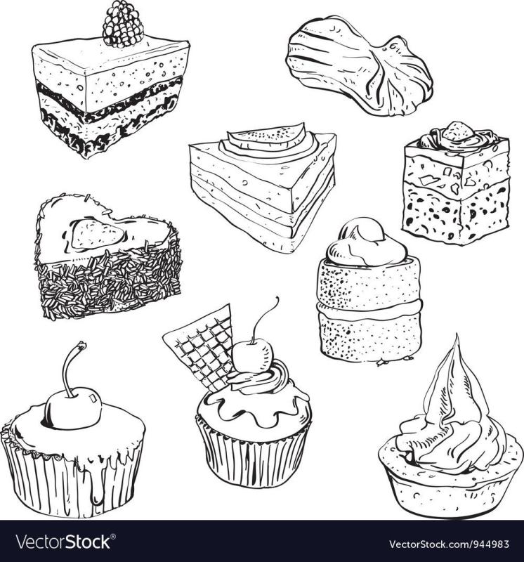 Скетчи раскраски пирожные