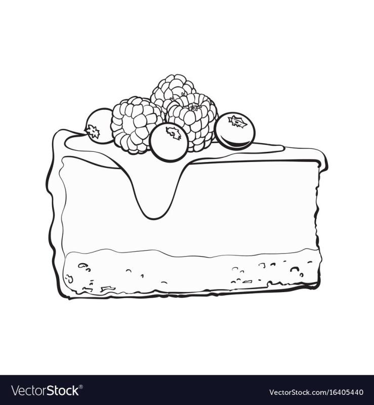 Кусок торта нарисованный черно белый