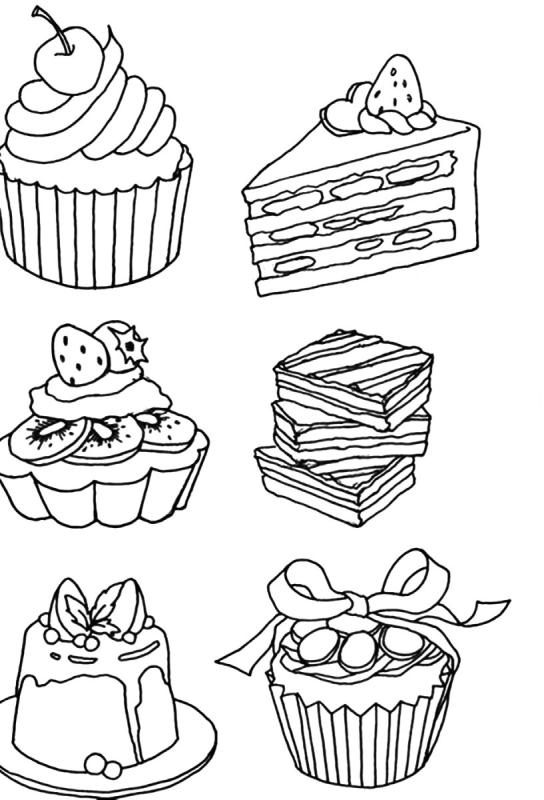 Пирожные раскраска для детей