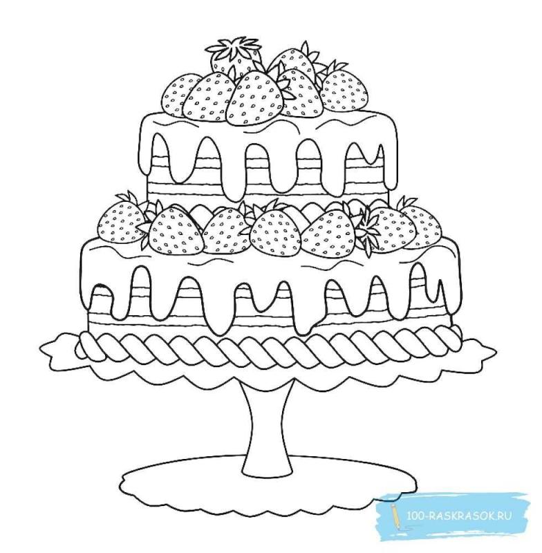 Тортик раскраска для детей