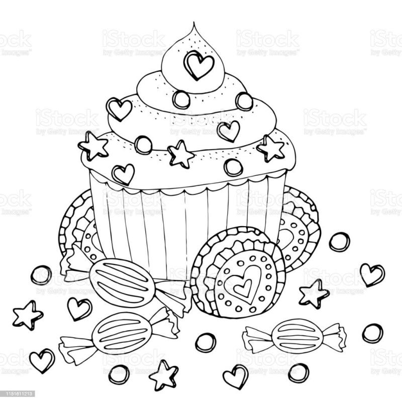 Раскраски тортики конфеты