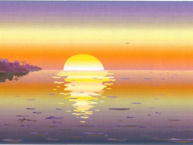 Пейзаж с заходящим солнцем