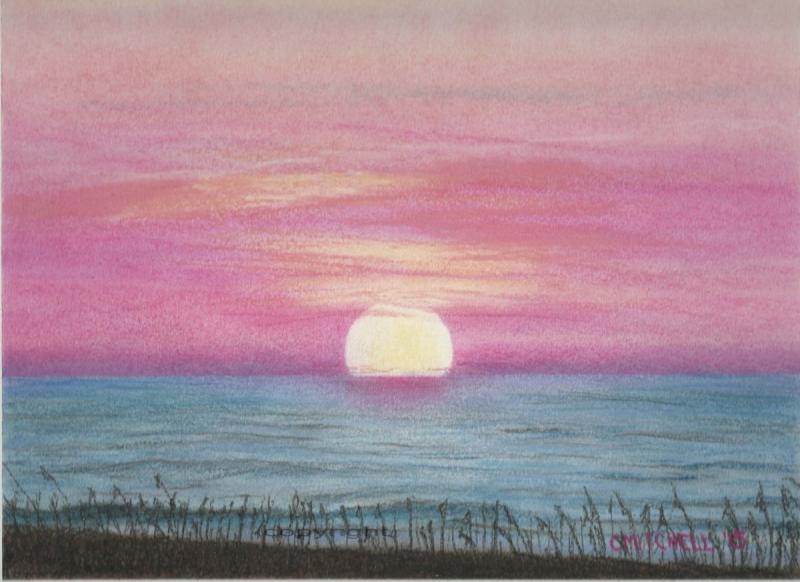 Закат масляной пастелью