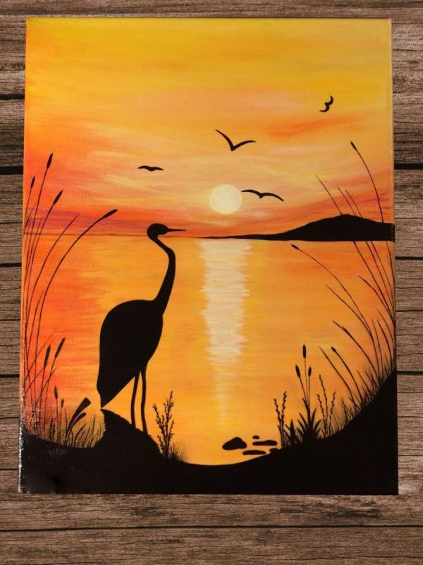 Закат акрилом на холсте