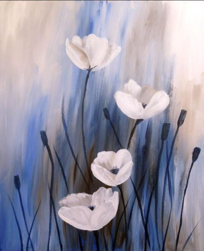 Рисование цветов акрилом