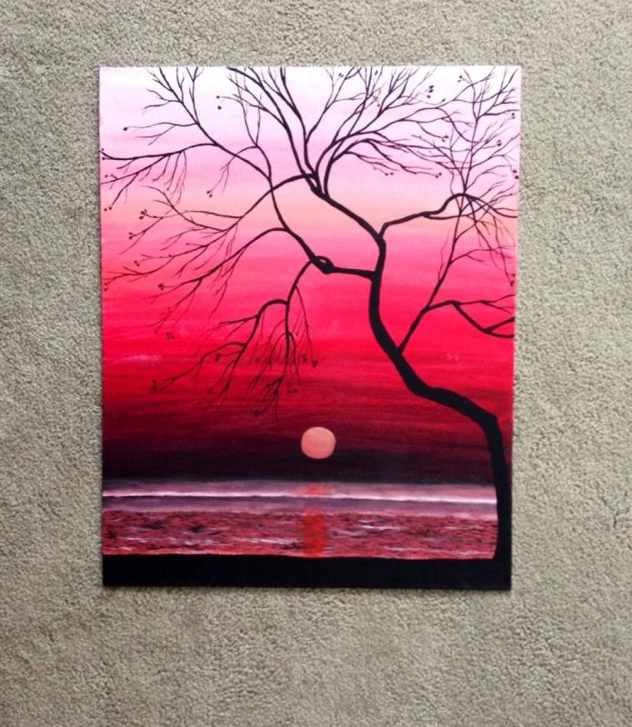 Простой пейзаж акрилом