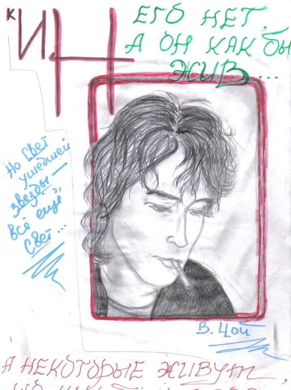 Цой рисунок фломастерами