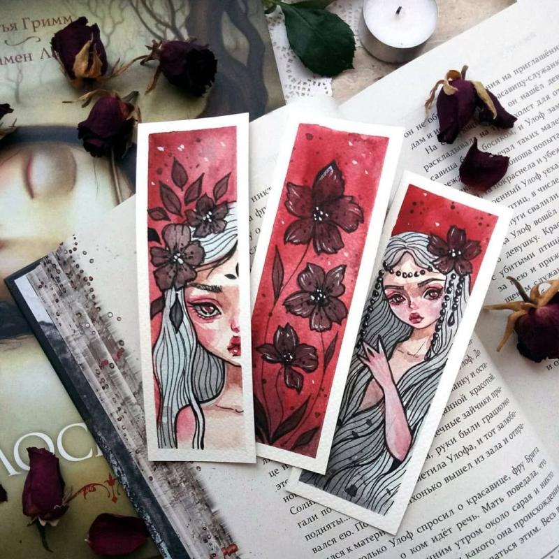 Книжные закладки акварелью