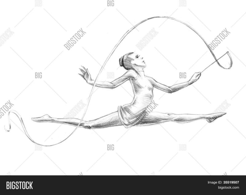 Гимнастка с булавами карандашом