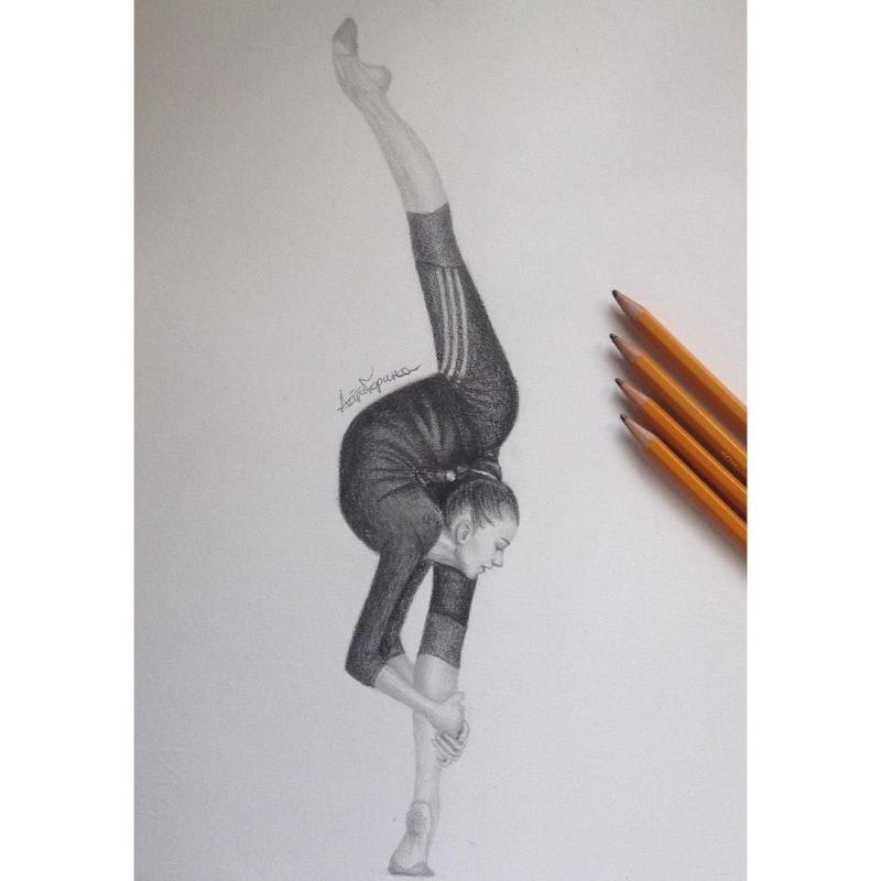 Рисунки для срисовки гимнастки легкие