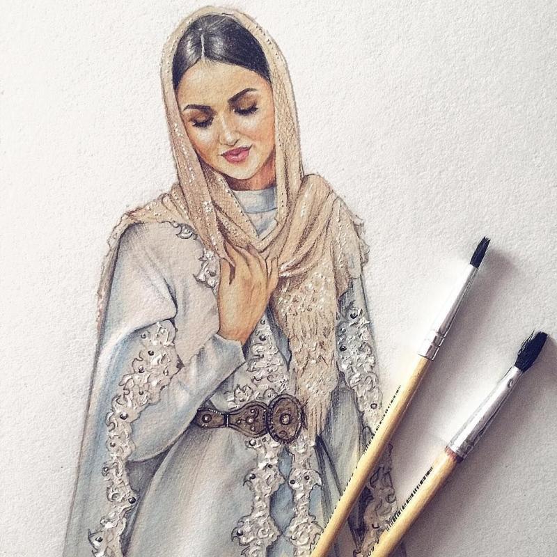 Девушка в хиджабе арт