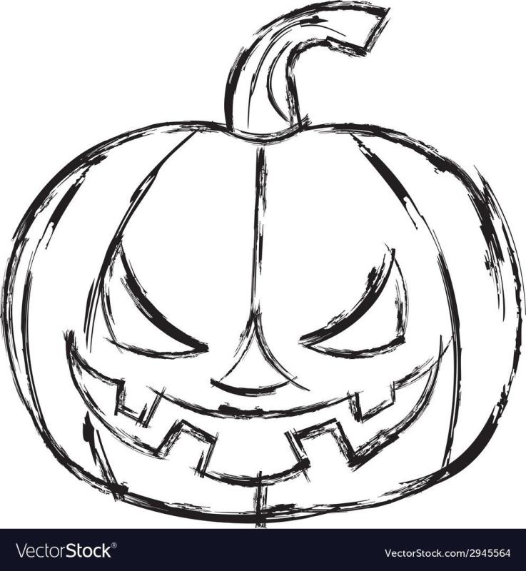 Тыква на Хэллоуин карандашом