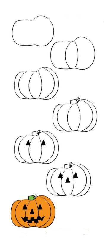 Тыква на Хэллоуин рисунок карандашом