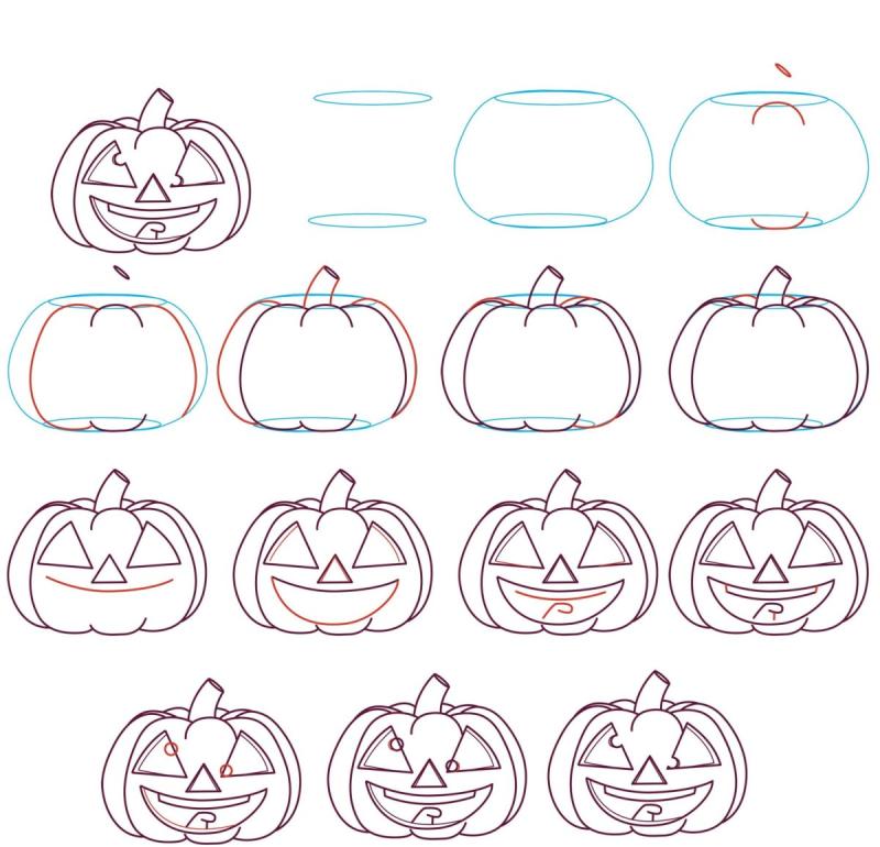 Хэллоуинские рисунки по шагам карандашом