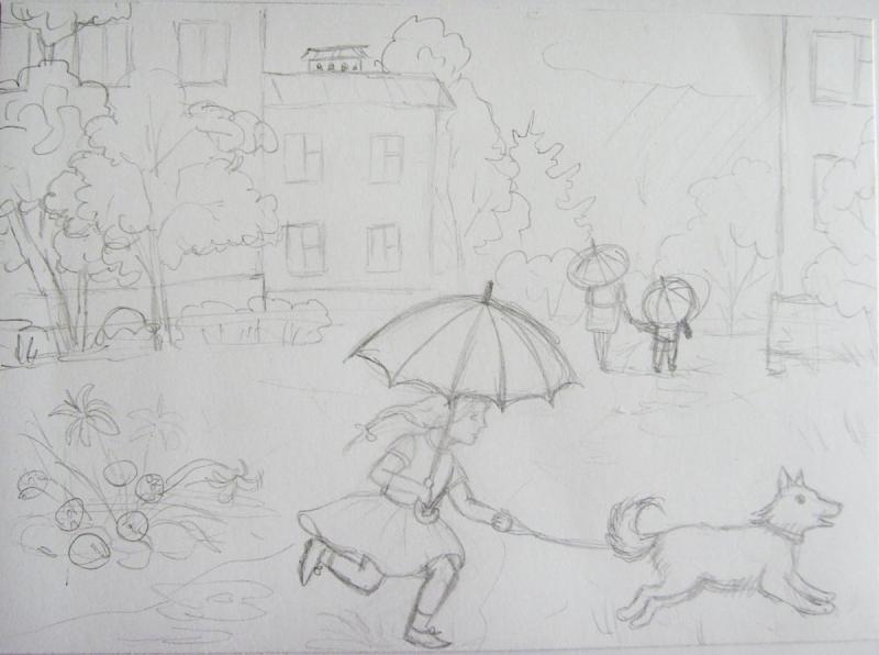 Осенние зарисовки карандашом