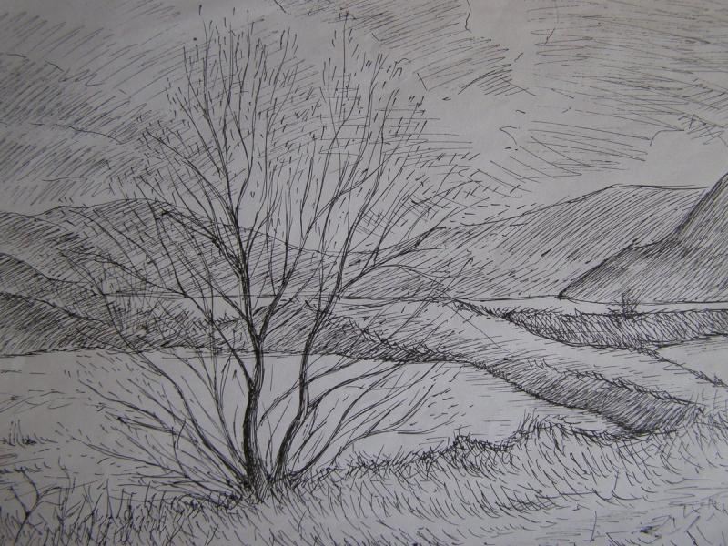 Наброски карандашом пейзажи
