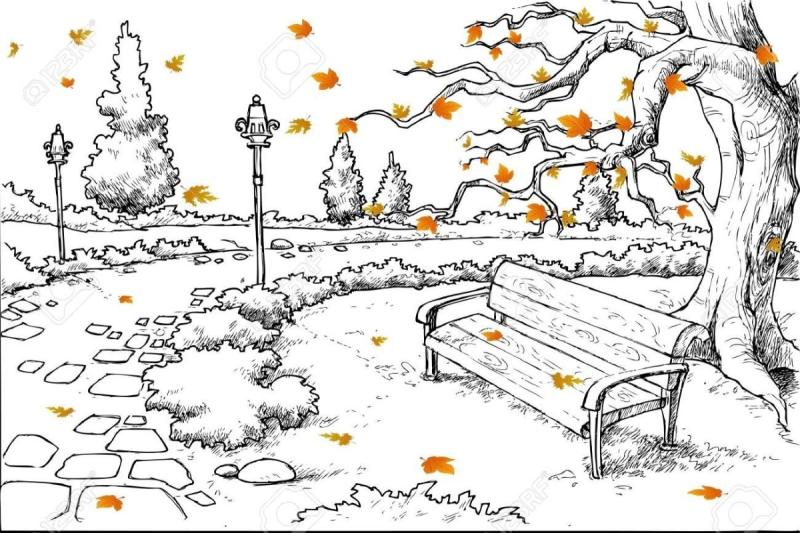 Рисунок осень карандашом