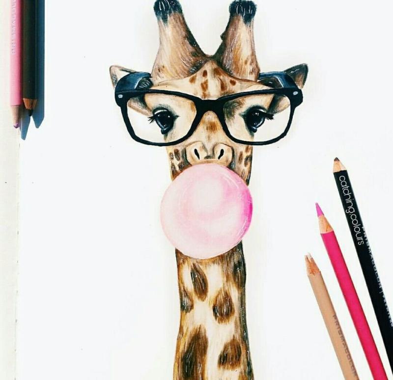 Жираф с жевательной резинкой