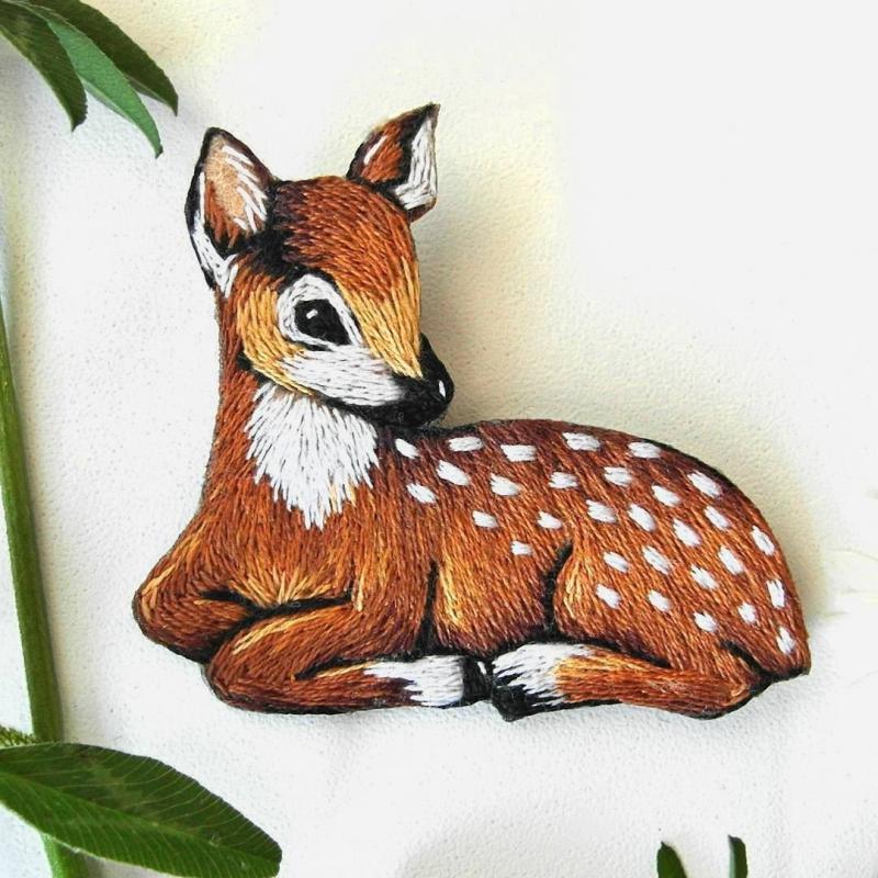 Вышивание гладью животных