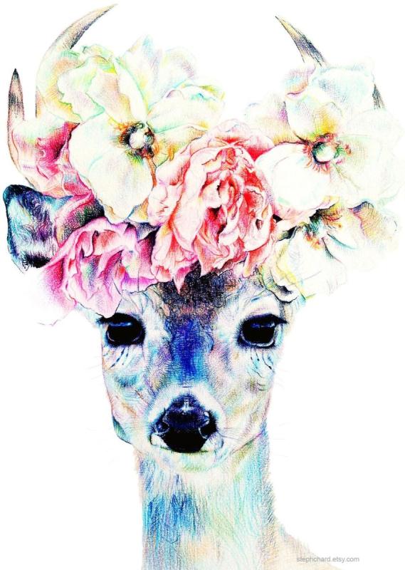 Олень в цветах