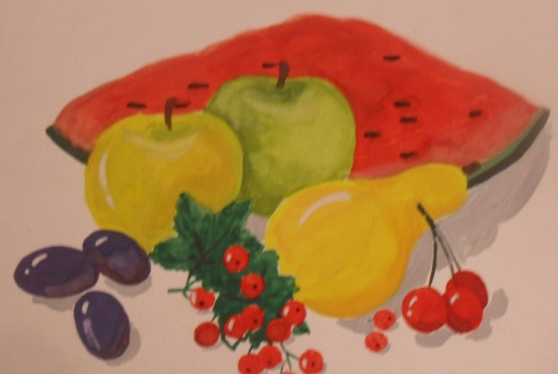 Рисование корзина с овощами