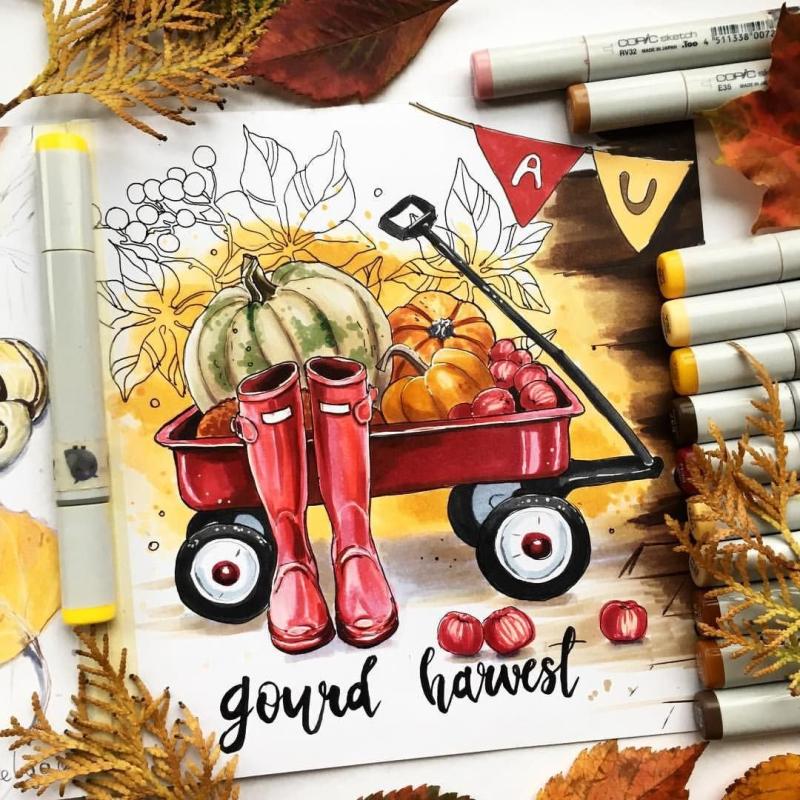 Осенний натюрморт раскраска