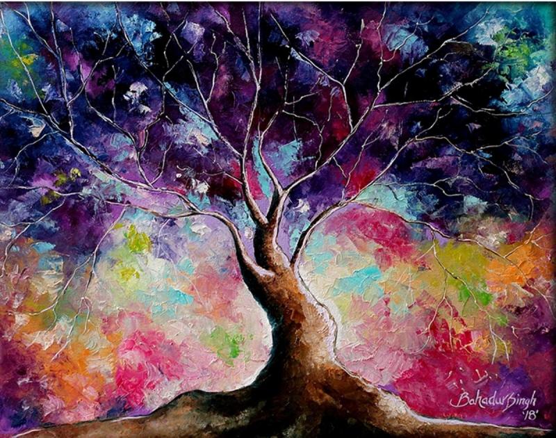 Яркое цветное дерево