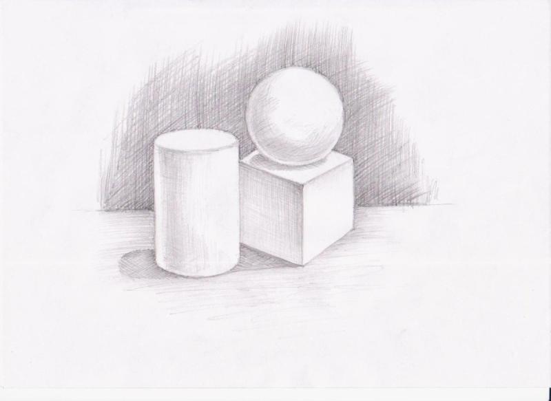Натюрморт из геометрических тел Графика