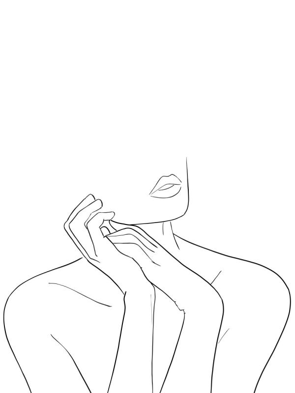 Лицо девушки одной линией