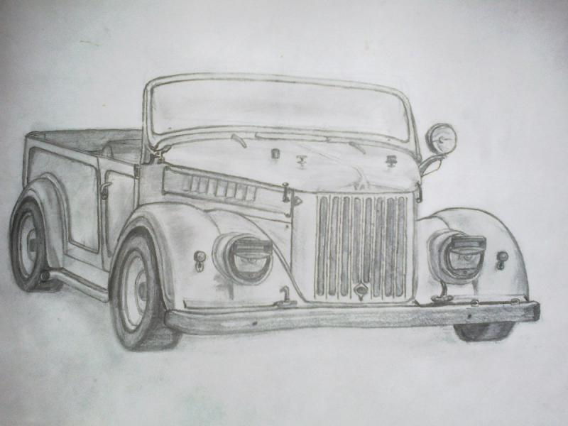 Ретро машина карандашом