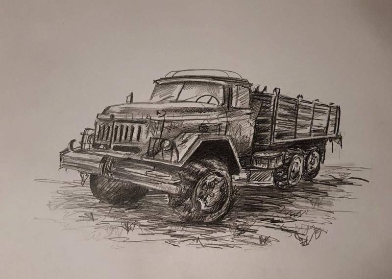 ЗИЛ 130 карандашом