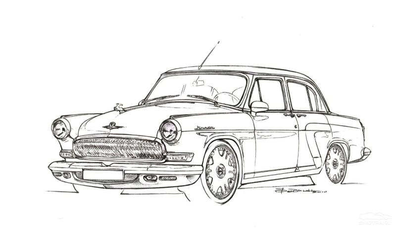 Рисунок Волга ГАЗ-21 вид сбоку