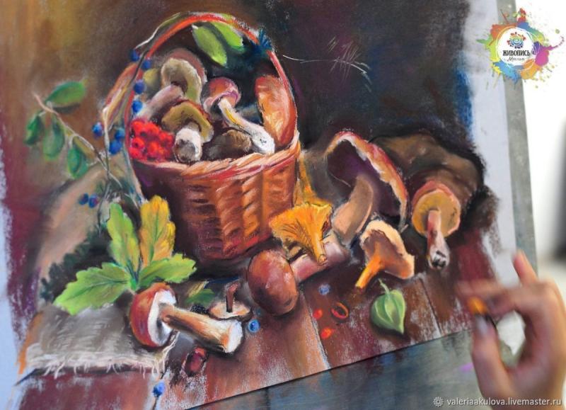Корзина с грибами живопись