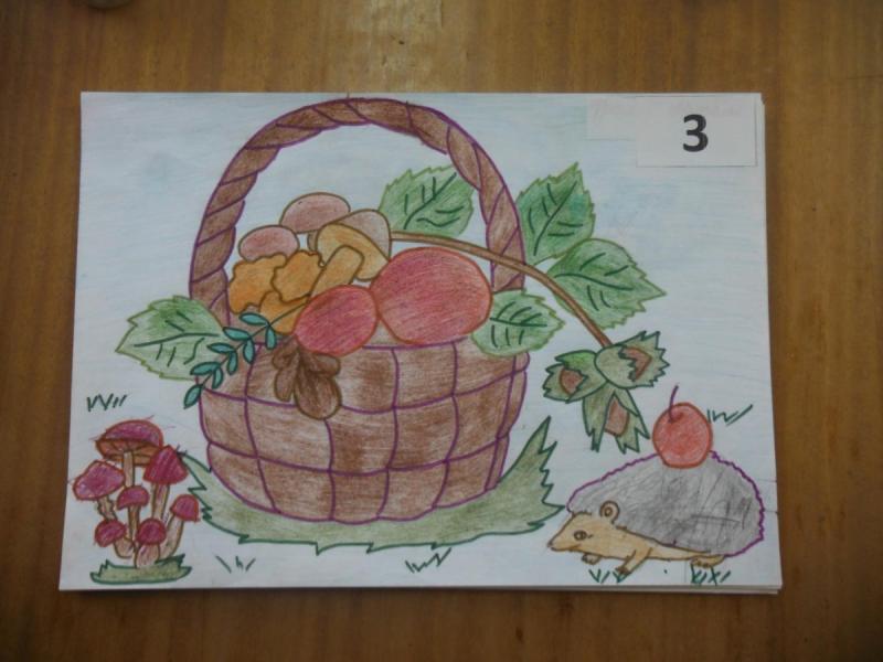 Корзина с грибами рисунок