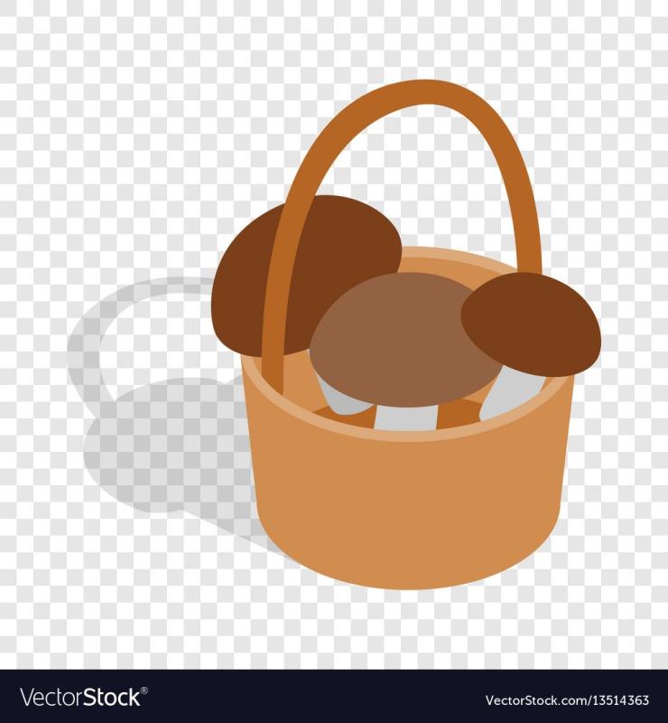 Корзина с грибами нарисованный на прозрачном фоне