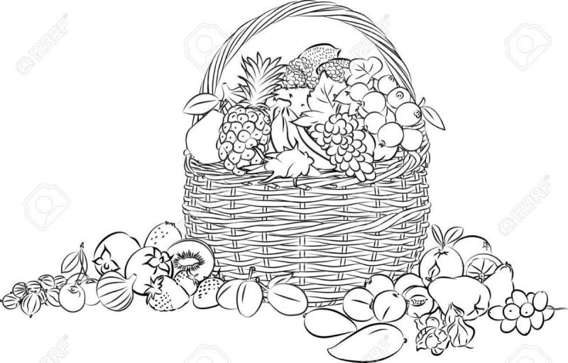 Корзинка с урожаем для раскрашивания