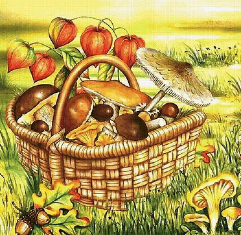 Корзинка грибов и ягод для детей