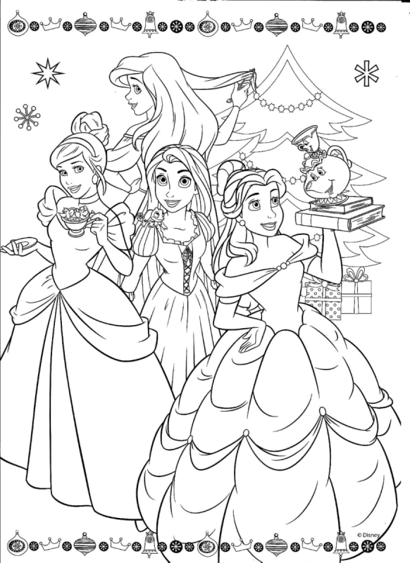 Раскраска принцесса с веером