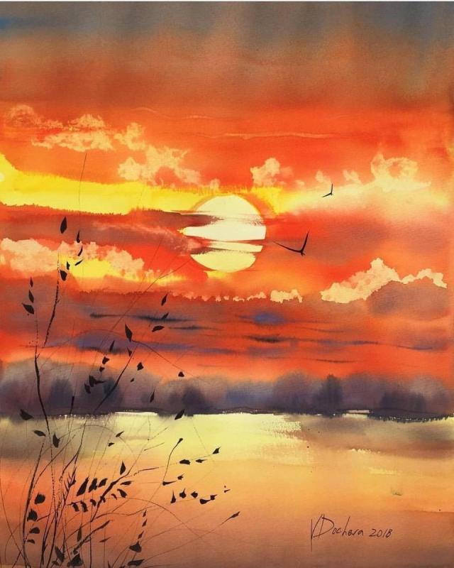 Veneta Docheva акварель Sunset