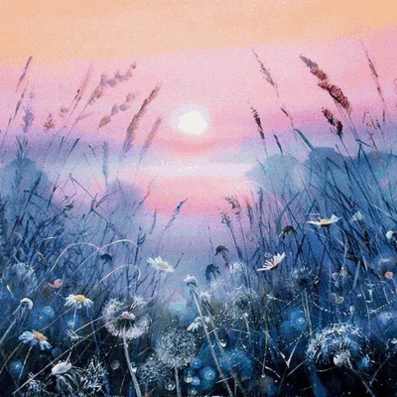 Восход гуашью