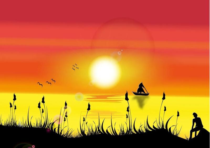 Летний пейзаж акварелью