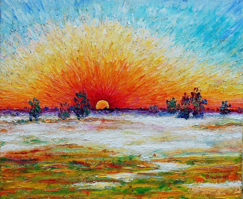 Детский пейзаж с солнцем