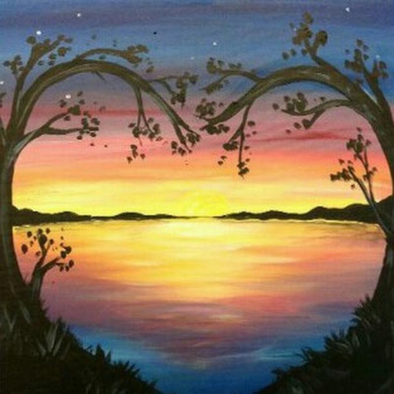 Закат гуашью